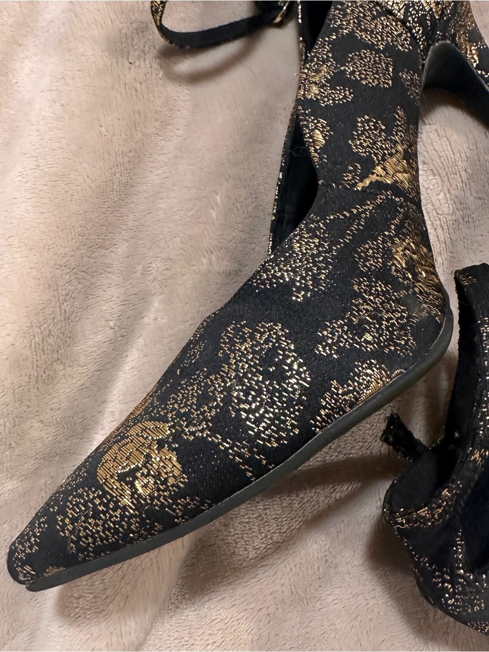 CHRISTIAN SIRIANO by Payless Pointy-Toe Jacquard Stilettos with Ankle Strap - Picture 5 of 9